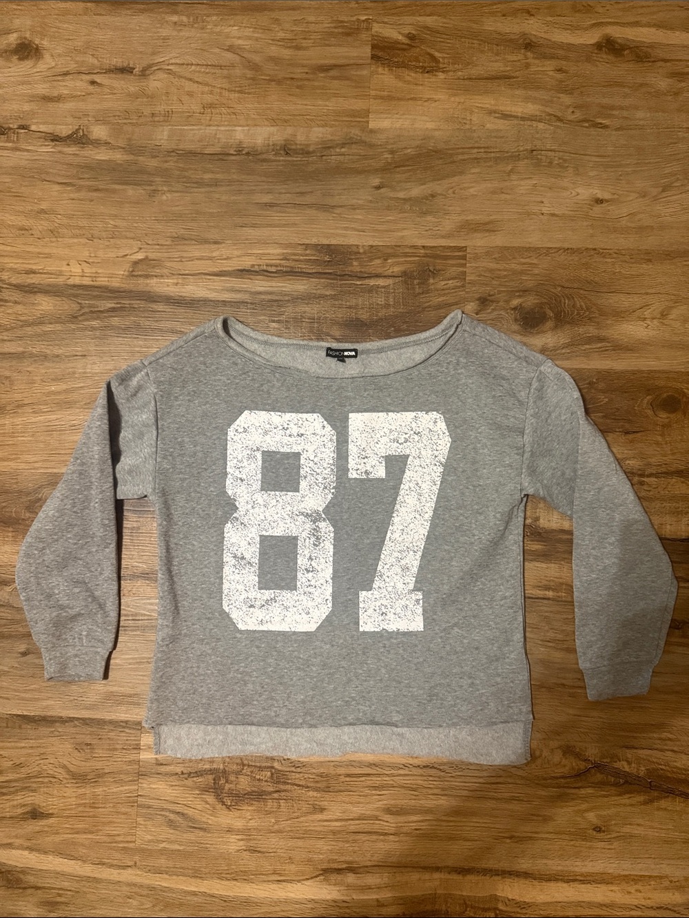 Fashion Nova Grey Off-the-Shoulder Swwatshirt